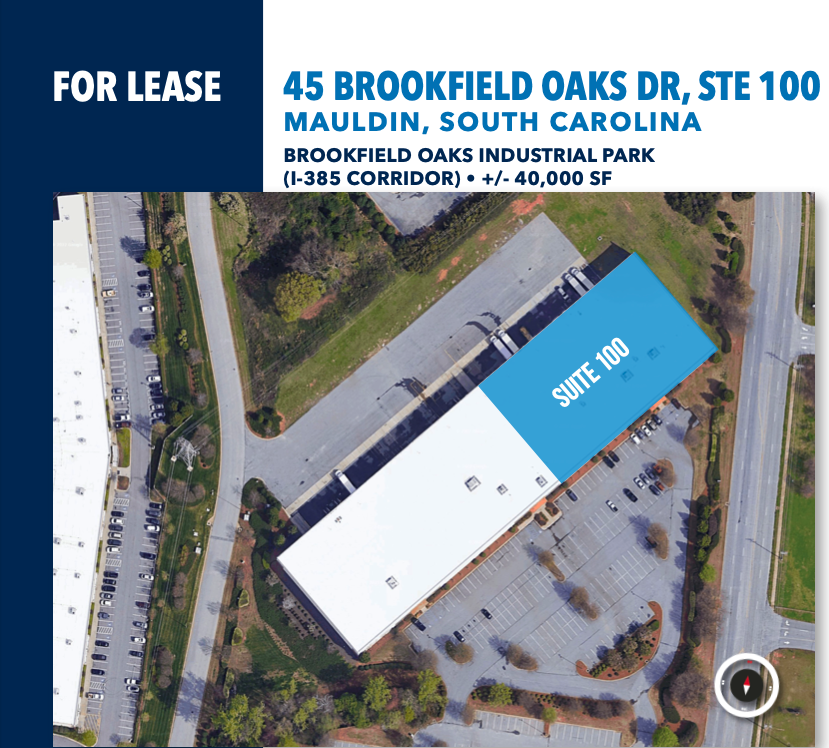 LEASED : +/- 40,000 SF of Industrial Space at 45 Brookfield Oaks Dr